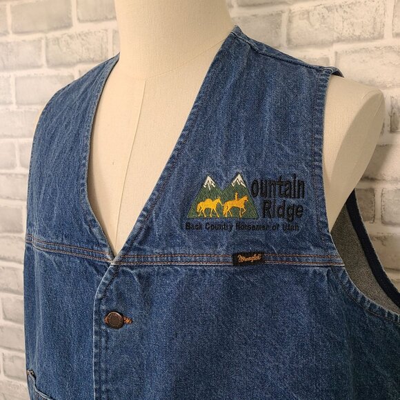 Wrangler Western Denim Vest Mountain Ridge Backcountry Horsemen of Utah XL - Picture 3 of 8
